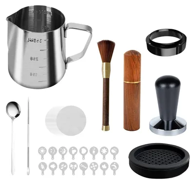 Produktbild von Kaffee-Tamper-Set mit Tampermatte und Milchkännchen