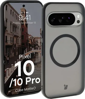Produktbild von Handyhülle mit Magnetring für Pixel 10 / 10 Pro, Bizon Case MatteO, Getönt-Schwarz