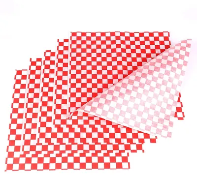 100 Blatt Deli-Papier 28x26 cm, rot kariert, Hamburger Einwickelpapier