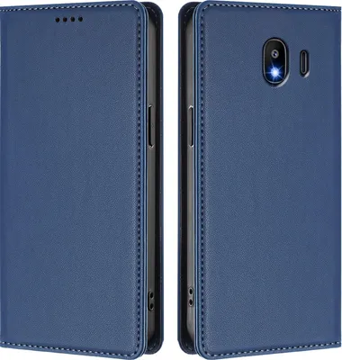 Image de Etui en cuir pour Samsung Galaxy J4 2018, étui magnétique en cuirPolyuréthaneavec support Bleu foncé
