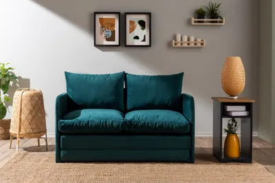 Produktbild von Hanah Home, Saga 2-Seater - Petrol Green, 2-Sitzer-Schlafsofa, Petrolgrün, 100 % POLYESTERSTOFF, 128 x 70 x 66 cm