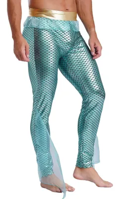 Produktbild von Herren Meerjungfrau Kostüm Hose Dehnbar Gr XXL Merman Fischschuppen Karneval Halloween Fasching Party Show Cosplay