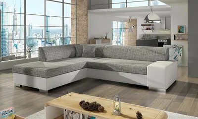 Obrázok produktu pre nabbi Rohová sedačka s rozkladom a úložným priestorom Pinero L - sivá / biela