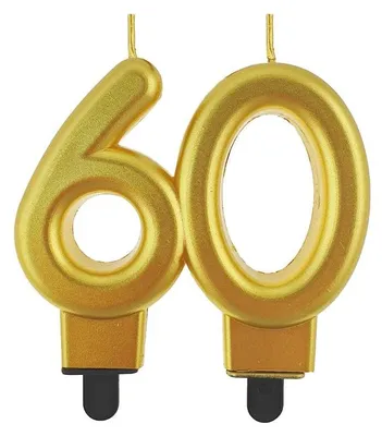 Immagine prodotto di 60. Candela di compleanno numero oro