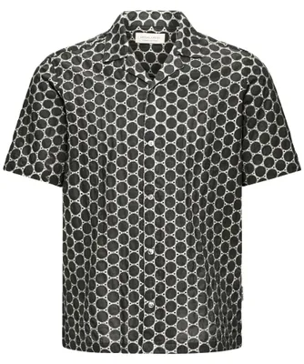Produktbild von CASUAL FRIDAY Kurzarmshirt Knopfleiste Reverskragen Gepunktetes Muster Größe: M