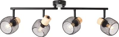 Produktbild von Brilliant Deckenstrahler Giada Strahlerrohr 4flg, 74 cm, E14, schwenkbar, Metall/Holz, schwarz/braun