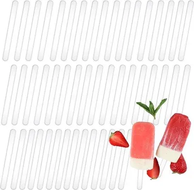Produktbild von Famanu Eisstiele wiederverwendbar - 50 Stück - 11,4 cm - Transparent