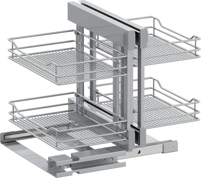 Produktbild von Vauth-Sagel VS Cor Flex Eckschrank Auszug Saphir - Set für Küchenunterschränke mit KB 900mm - Korbablage aus Stahldraht, Stahl pulverbeschichtet silberfärbig