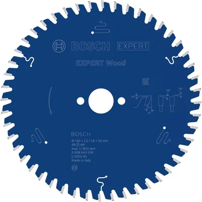 Productafbeelding van Bosch 2608644018 Bosch Kreissägeblatt EX WO H 160x20-48