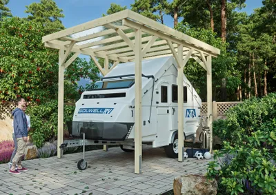 Produktbild von Wohnmobil-Carport Malibu I 3,44x5,00 m - inklusive hochwertigem Stahltrapez