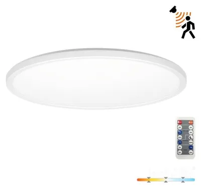 Zdjęcie produktu dla Plafon LED okrągły z pilotem NIVERA CIRCLE biały 24W Odcienie bieli 2400lm tworzywo sztuczne wym:2,8x30x30cm IP54 Kobi
