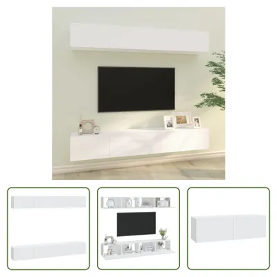 Produktbild von The Living Store TV-Wandschränke 4 Stk. Weiß 100x30x30 cm