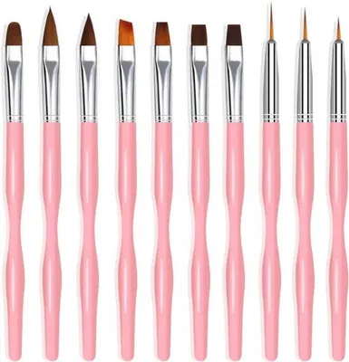 Produktbild von Nagellackpinsel-Satz | Professioneller Nagellackdesign- und Feinlinernagellackpinsel | Rosa