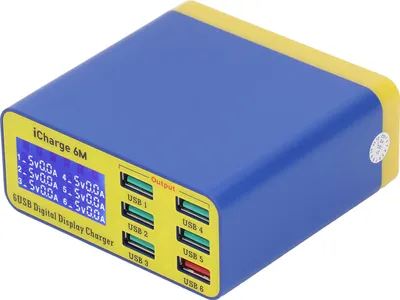 Obrázek produktu pro Rychlonabíječka Digitální displej Rychlý odvod tepla 6 portová nabíječka pro telefon PC 100?240V EU zástrčka