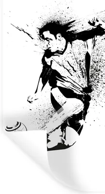 Produktbild von MuchoWow® Wandtattoo Wandsticker Wandaufkleber Eine Illustration einer Person, die einen Fußball in Richtung Tor schießt - Jungen - Junge - Kind 80x160 cm Selbstklebend und Repositionierbar - Sticker - Dekorfolie