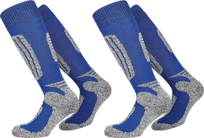 Produktbild von PistenSauser 2 Paar warme Skisocken mit Schafwolle und Spezial-Polsterung, Blau, Größe 39-42