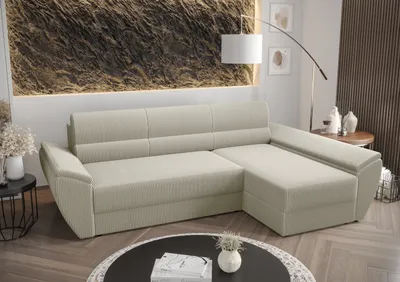 Produktbild von BEDANTE Ecksofa L REBI L3 Poso 100 Rechts mit Schlaffunktion, Beige, L-Form, Sofa mit Stauraum, Bettkasten, Wohnzimmersofa, Couch, Sofa, Bettsofa