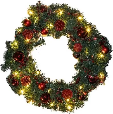 Produktbild von Haushalt International Haushalt - Weihnachtskranz -˜60 cm - Inklusive Lampen, Weihnachtskugeln & Tannenzapfen