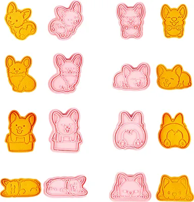 Image de CANDeal Set de 8 emporte-pièces avec chien Corgi, Emporte-pièce 3D pour biscuits en pain d'épice avec Design Sublime, Convient pour la décoration en glaçage, Moules pour mini-gâteaux, Emporte-pièces pour biscuits à la pomme