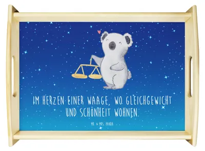 Produktbild von Mr. & Mrs. Panda Tablett Waage Astrologie - Sternenhimmel Blau - Geschenk, zum servieren, holz, Tierkreiszeichen, Serviertablett, Sternzeichen, Geburtstagsgeschenk, aus