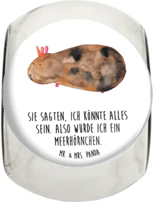 Produktbild von Mr. & Mrs. Panda Bonbonglas Einhorn Meerschweinchen XL 2000ml - Weiß - Geschenk, Kaffeedose, Vorratsbehälter, Teedose, Unicorn, Meerhörnchen, Meerschwein, Naschglas