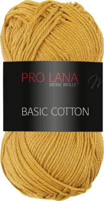 Produktbild von Pro Lana BASIC Baumwolle Baumwollgarn 50 g ideal für Kleidung, Spielzeug, Accessoires 125 m Farbe 024 - ocker