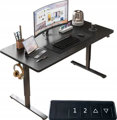 Produktbild von Biurko Elektryczne Regulowane 140x60cm Regulacja Wysokości Gamingowe Czarne