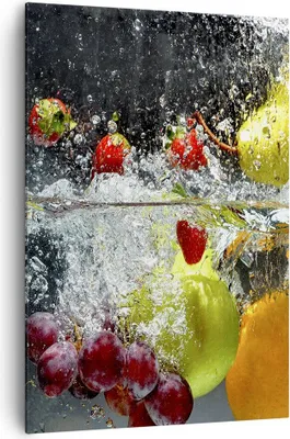 Produktbild von Bild auf Leinwand - Leinwandbild - Einteilig - Früchte Wasser Spritzer Essen - 70x100cm - Wand Bild - Wandbilder - Leinwanddruck - Wanddekoration - Leinwand bilder - Wandbild - PA70x100-2972