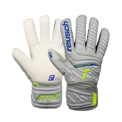 Produktbild von Reusch Attrakt Grip Finger Support Junior Flexible Torwarthandschuhe Kinder Jugendliche Fußballhandschuhe mit Fingerprotektion für alle Spielfeldoberflächen und jedes Wetter