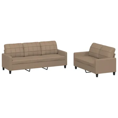 Produktbild von vidaXL 2-tlg. Sofagarnitur mit Kissen Cappuccino-Braun Kunstleder