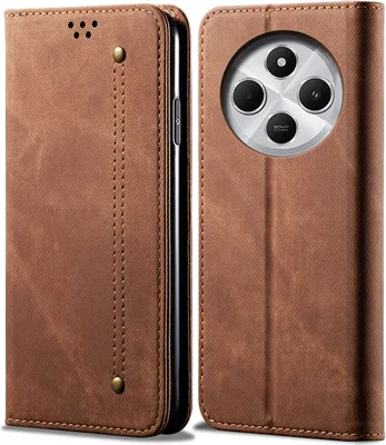 Obrázek produktu pro Pouzdro pro Xiaomi Redmi 14C, Kožené Peněženkové Pouzdro s Magnetickým Uzavíráním a Stojánkem hnědé