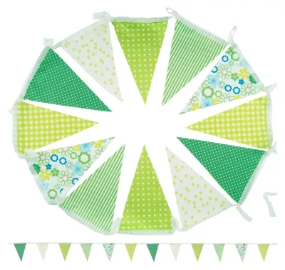 Produktbild von Goodymax® Wimpelkette 4 m Polyester-Stoff mit Muster grün