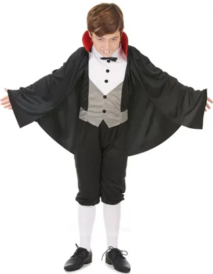 Produktbild von Vampir-Halloweenkostüm für Jungen schwarz-grau-weiß M 7-9 Jahre (120-130 cm)