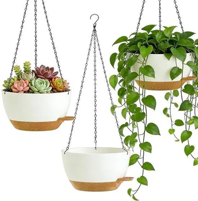 Zdjęcie produktu dla Wiszący doniczka z systemem automatycznego nawadniania - 25 cm, biały