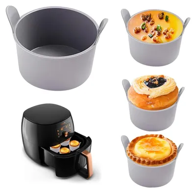 Immagine prodotto di Stampo in silicone per friggitrice ad aria, riutilizzabile, contenitore per forno ad aria, ideale per muffin, budini e cottura delle uova
