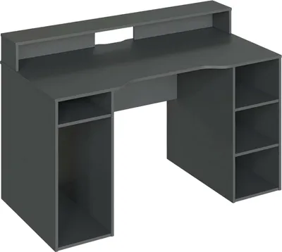 Produktbild von Schreibtisch Phoenix, Moderner Schreibtisch von Gaming, Studiertisch für PC und CD-Halter, Studiertisch mit Regalen, 136x67h88 cm, Anthrazit
