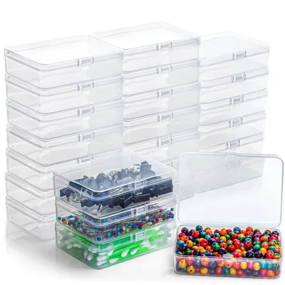 Produktbild von Belle Vous Aufbewahrungsboxen Klein mit Schnappdeckel Klare Plastikbox mit Deckel Set (24 Stk) - L11 x B8,5 x H2,8 cm - Mini Aufbewahrungsbox für