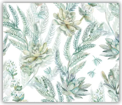 Produktbild von Tulup Glas Herdabdeckplatte Glaskeramikkochfeld-Abdeckung Spritzschutz Glasabdeckplatte Kochplattenabdeckung und Schneidebrett - Einteilig - 60x52 cm Blumen und Blätter