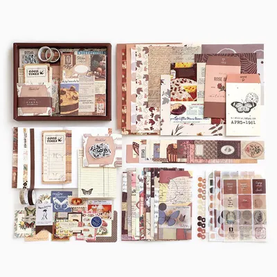 Produktbild von Simno® A6-Bullet-Journal-Set, 195 Teile, 12 Zubehörarten – Braun