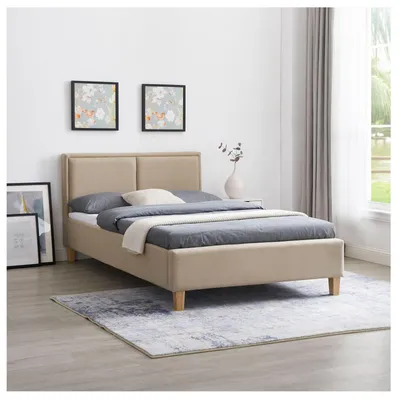 Produktbild von Polsterbett ANAIS Bettgestell Einzelbett 120x200 cm Designbett inklusive Lattenrost, Stoffbezug in beige