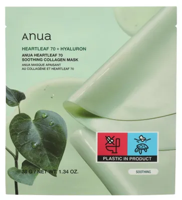 Produktbild von Anua Heartleaf 70 + Hyaluron beruhigende und erfrischende Maske Soothing Collagen Mask 4 x 38 g
