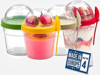 Produktbild von Famanu Lunchbox Thermo mit Löffel und Topping-Fach - 4er Set