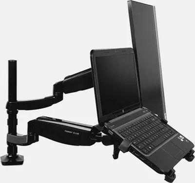 Zdjęcie produktu dla Elastyczne ramię do monitora dla laptopa, podwójny ekran, uchwyt biurowy