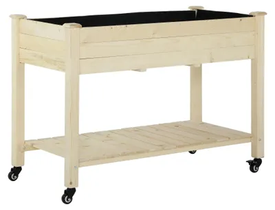 Productafbeelding van Houten rek, 118x55x83 cm, geschikt voor buiten, met 3 planken, draagvermogen tot 100 kg, montage vereist