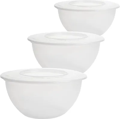 Produktbild von 3er Set Schüssel mit Deckel 5l Rührschüssel Vielseitige Salatschüssel