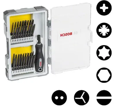 Image de Coffret de vissage avec poignée 37 pièces + tournevis - BOSCH - 2607017320
