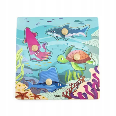 Immagine prodotto di Viga Puzzle in legno 44594 - Animali marini