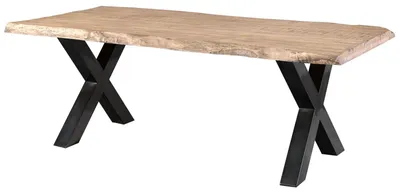 Produktbild von MASSIVMOEBEL24.DE Baumtisch Mango 180x90x77 beige lackiert / X-Beine anthrazit glänzend FREEFORM 5