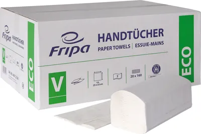 Obrázek produktu pro Fripa 4012104 Falthandtuch ECO V-Falz, 2-lagig, weiß, 20 x 160 Blatt