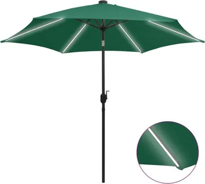 Produktbild von Sonnenschirm mit LED-Beleuchtung und Alu-Mast 300 cm Grün